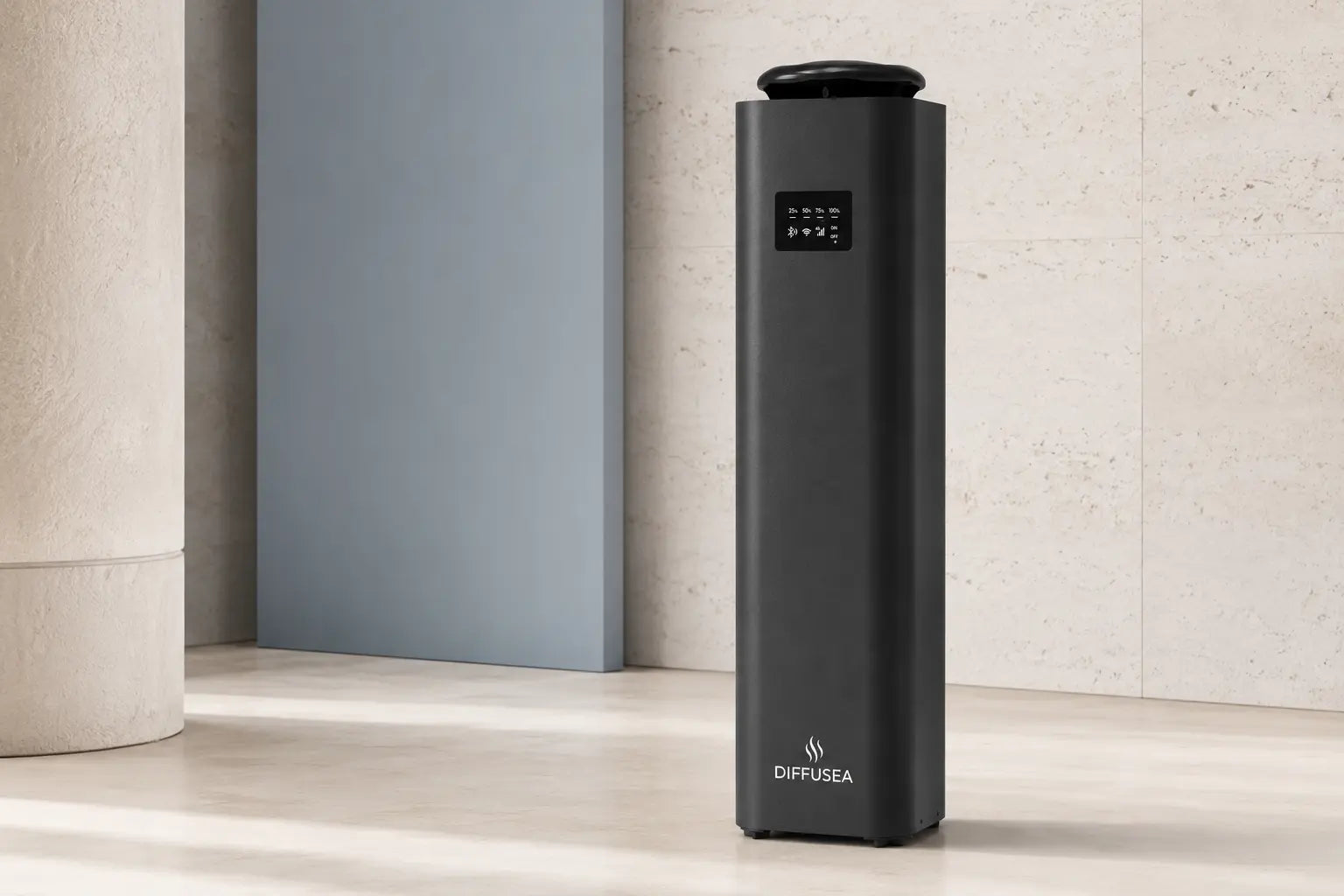 Diffuseur professionnel connecté DIFFUSEA noir avec logo blanc